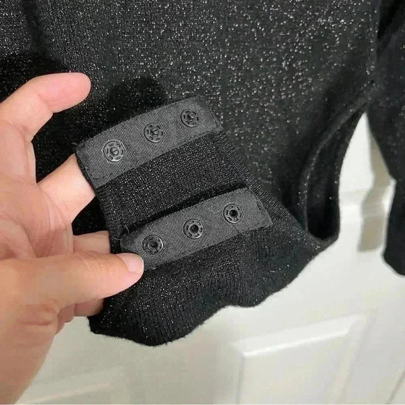 ZARA KNIT Black Gold Glitter V-neck Long sleeve Body Suite | size small - Picture 4 of 8